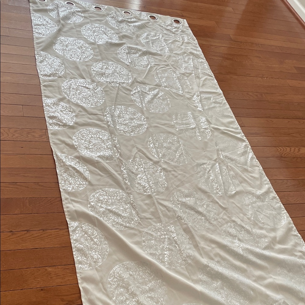 Elegant Cream Curtain with Silver Accents
